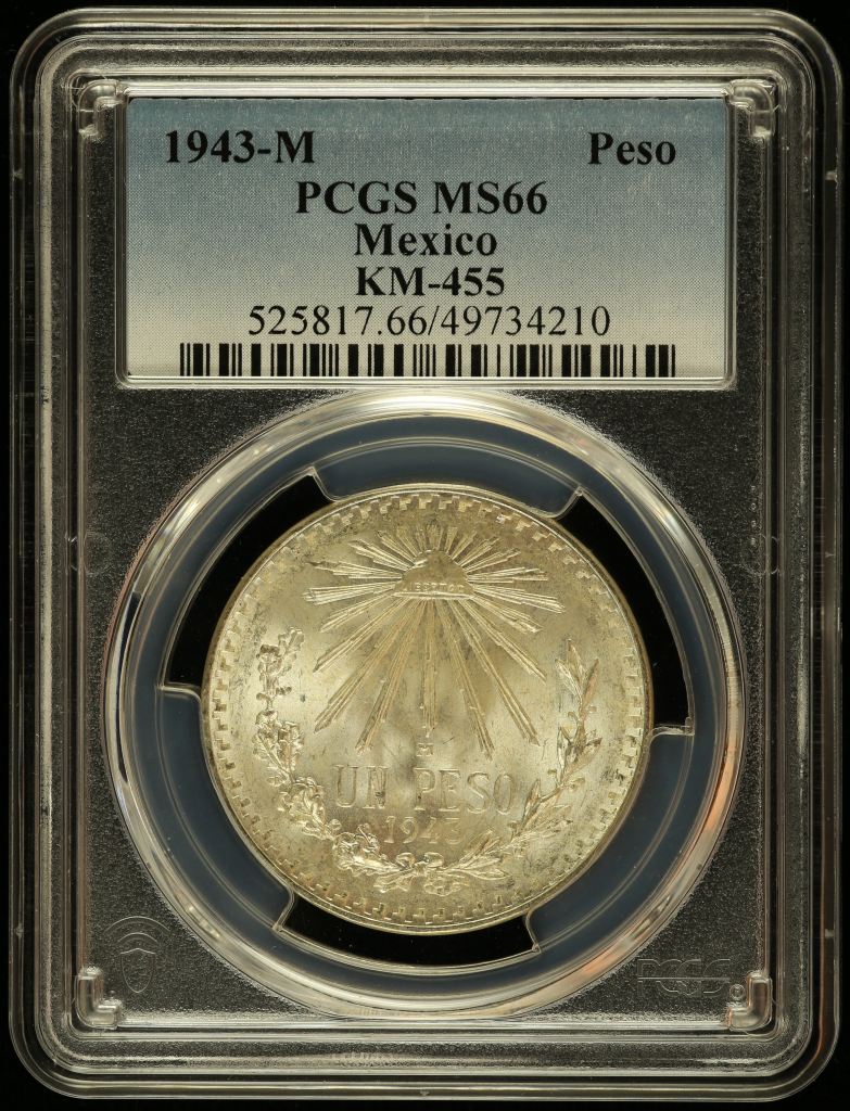 Modern Silver & Minors Peso 1943 M KM-455 PCGS MS66 0142144