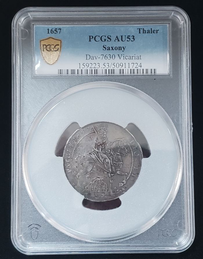 Germany Thaler 1657 Saxony PCGS AU53 DAV-7630 0142615