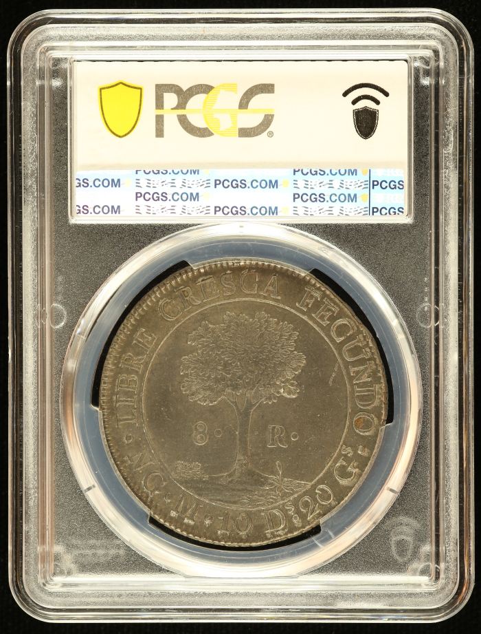 Central American Republic 8 Reales 1825 Ng M PCGS AU58 KM-4 0142623