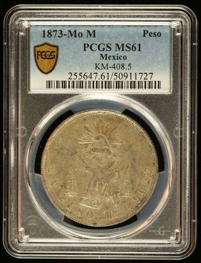 Republic Silver & Minors Peso 1873 Mo M PCGS MS61 KM-408.5 0142663