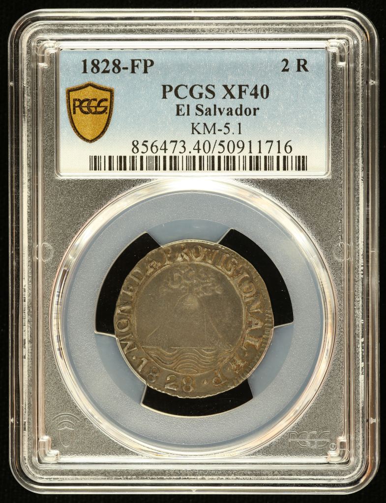 El Salvador 2 Reales 1828 FP PCGS XF40 KM-5.1 0142667