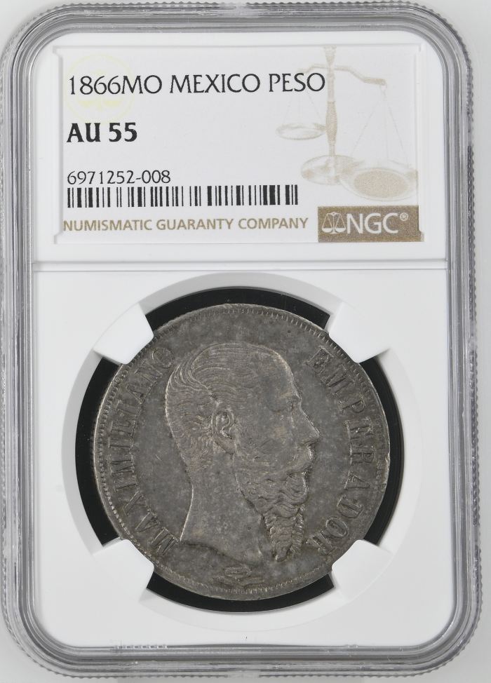 Imperial Era Peso 1866 Mo NGC AU55 0142795Imperial Era Peso 1866 Mo NGC AU55 0142795