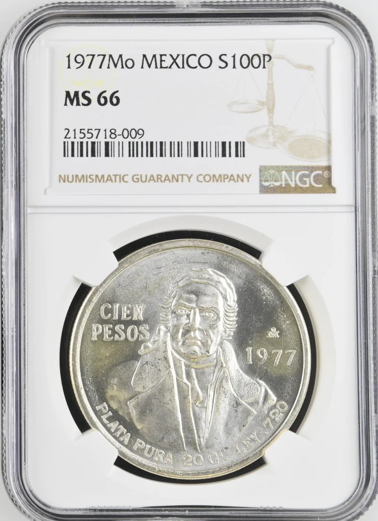 Modern Silver & Minors 100 Peso 1977 Mo NGC MS66 0142818