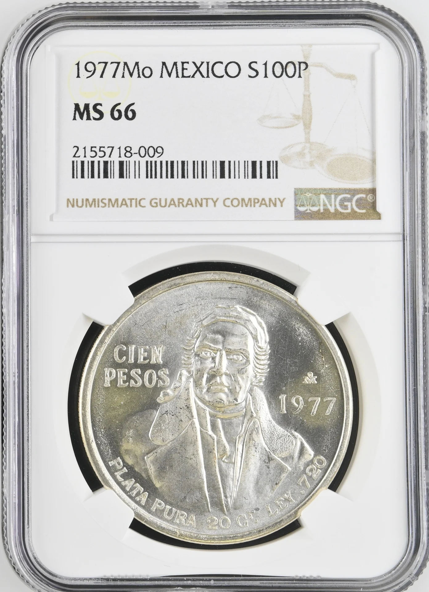 100 Peso Mexican Coins Modern Silver & Minors Modern Silver & Minors 100 Peso 1977 Mo NGC MS66 0142818 Modern Silver & Minors 100 Peso 1977 Mo NGC MS66 0142818