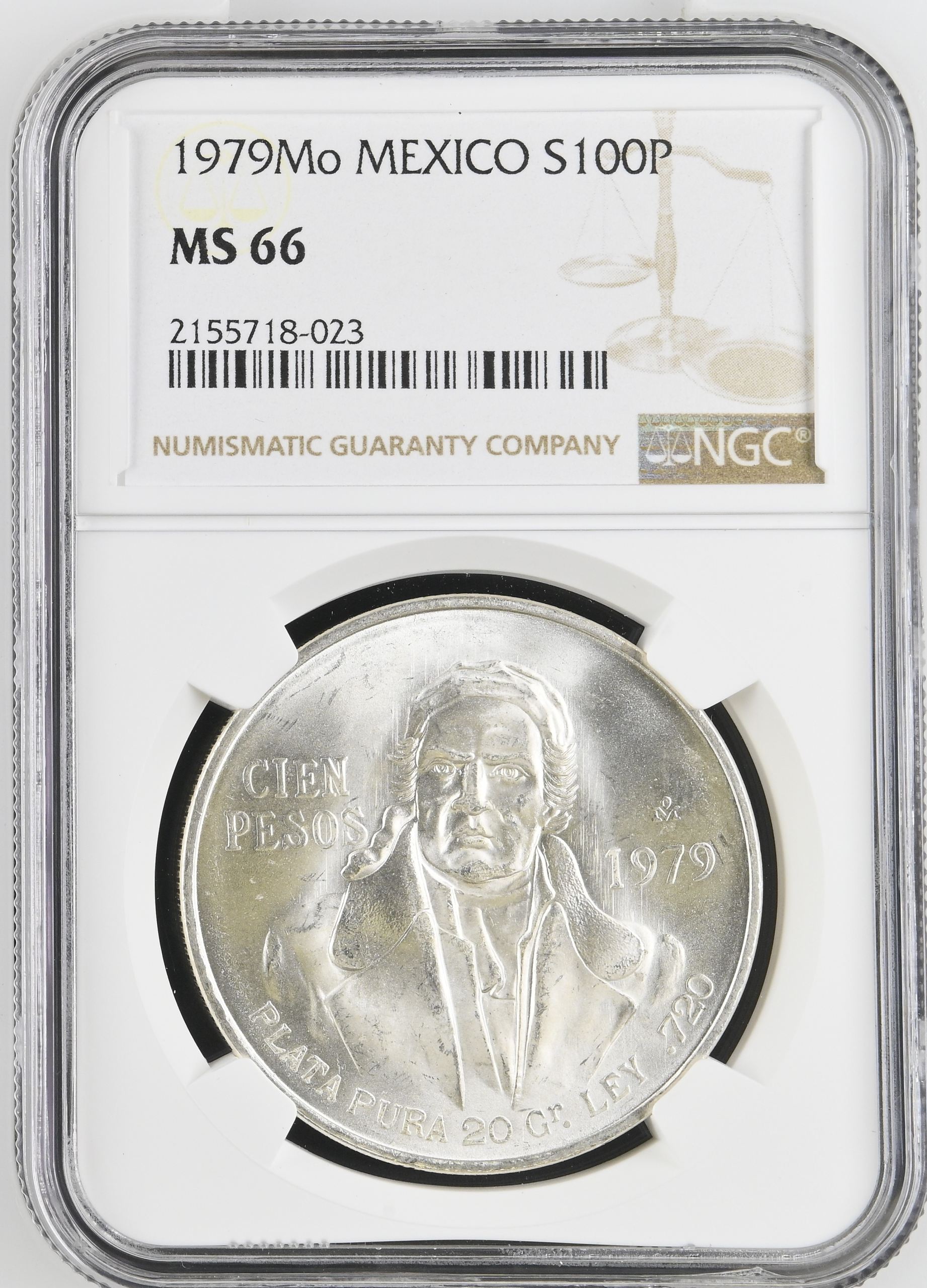 Modern Silver & Minors 100 Peso 1979 Mo NGC MS66 0142846