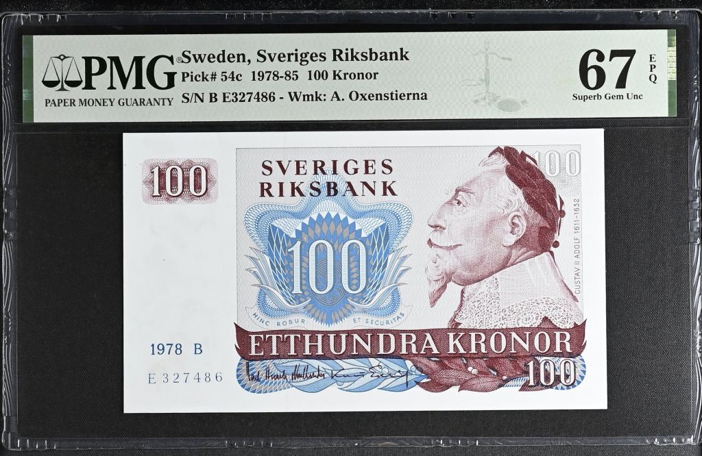 Sweden 100 Kronor 1978-85 Pick #54c PMG Superb Gem UNC67 EPQ 0142970