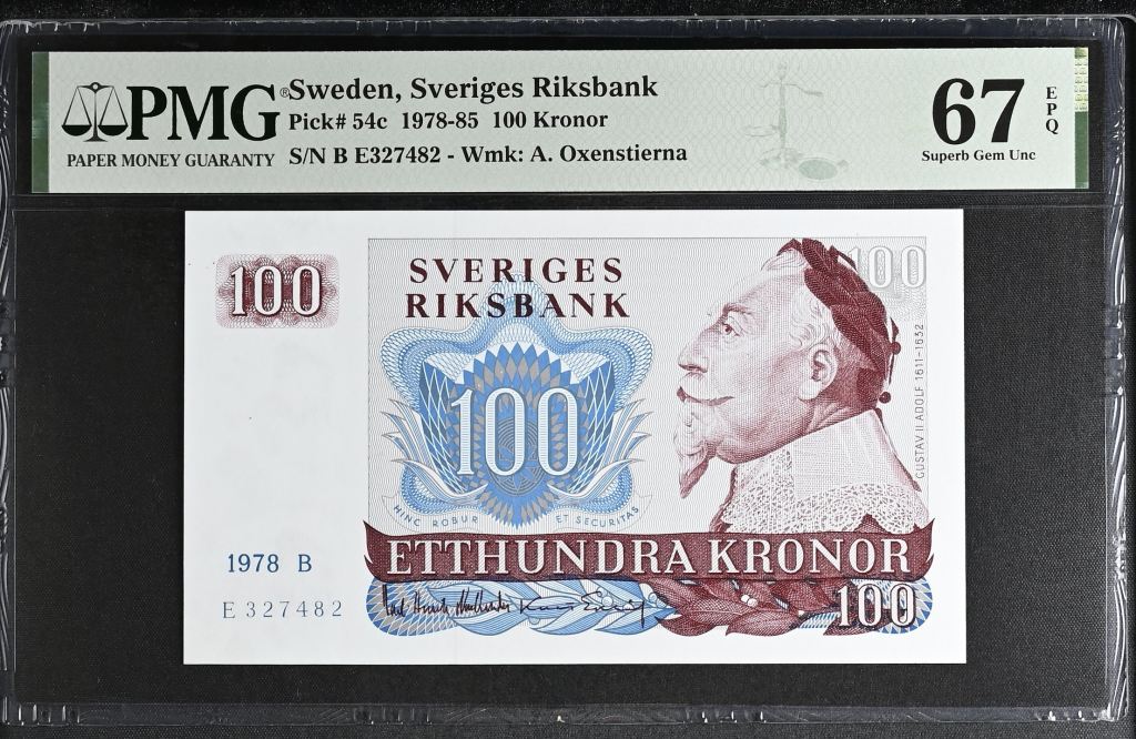 Sweden 100 Kronor 1978-85 Pick #54c PMG Superb Gem UNC67 EPQ 0142973
