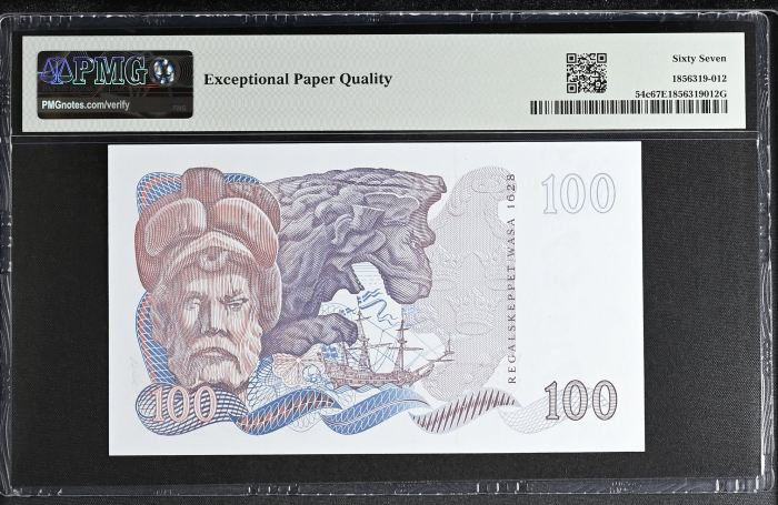 Sweden 100 Kronor 1978-85 Pick #54c PMG Superb Gem UNC67 EPQ 0142973Sweden 100 Kronor 1978-85 Pick #54c PMG Superb Gem UNC67 EPQ 0142973 - Image 2