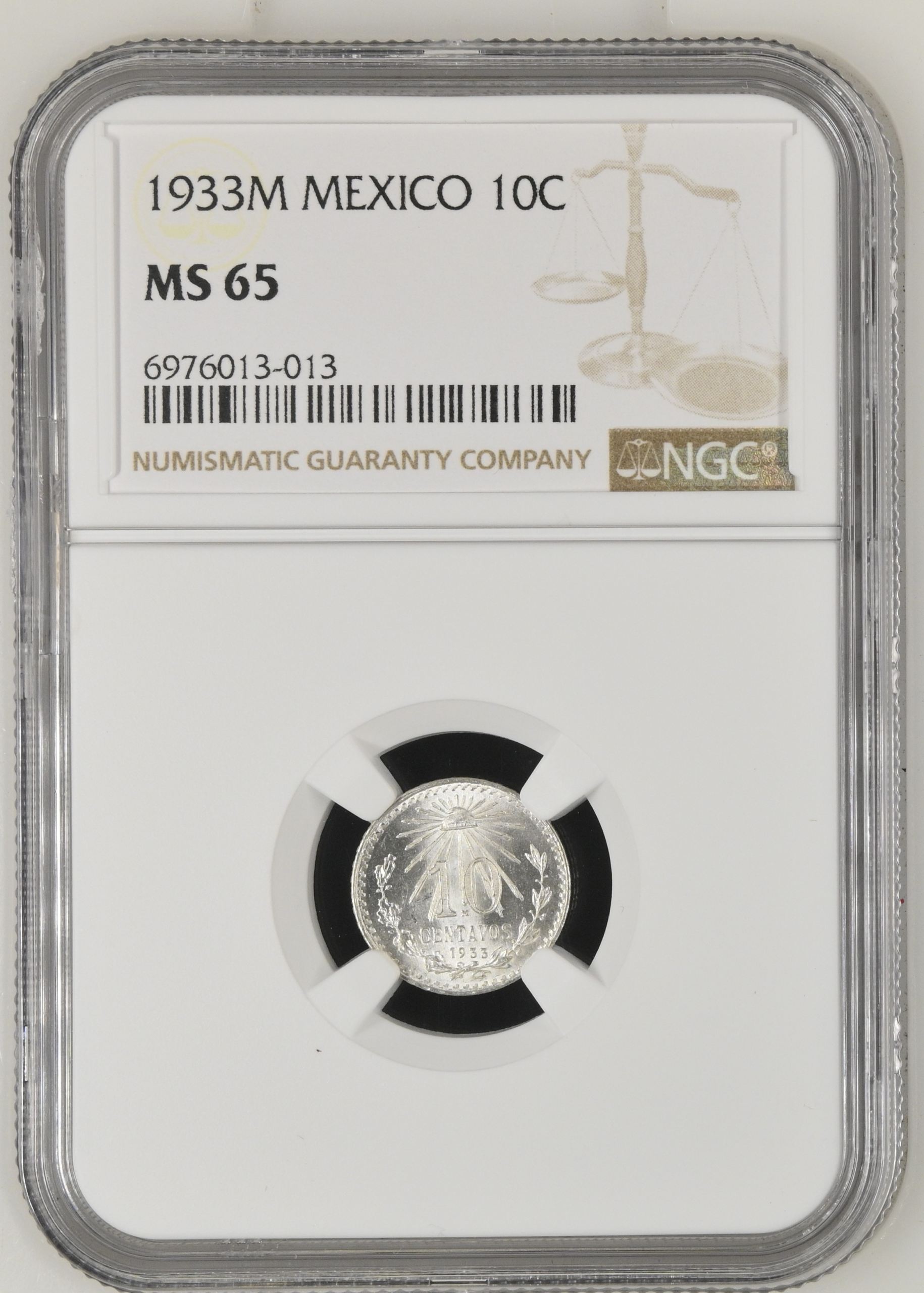 Modern Silver & Minors 10 Centavo 1933 M NGC MS65 0143250