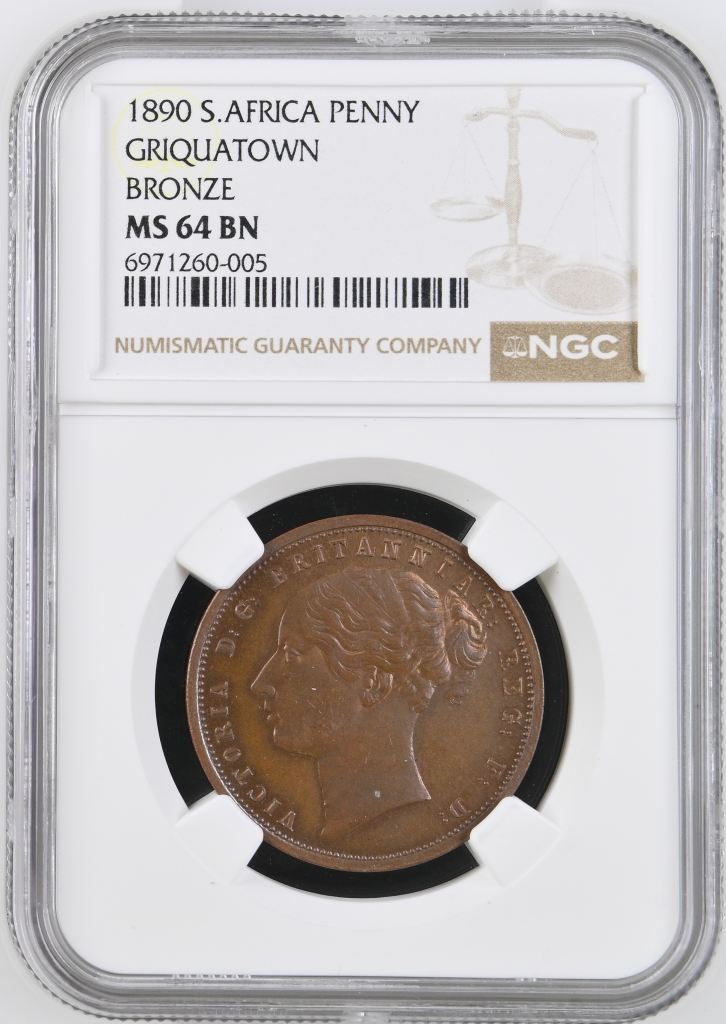 South Africa Penny 1890 Griquatown NGC MS64BN 0143404