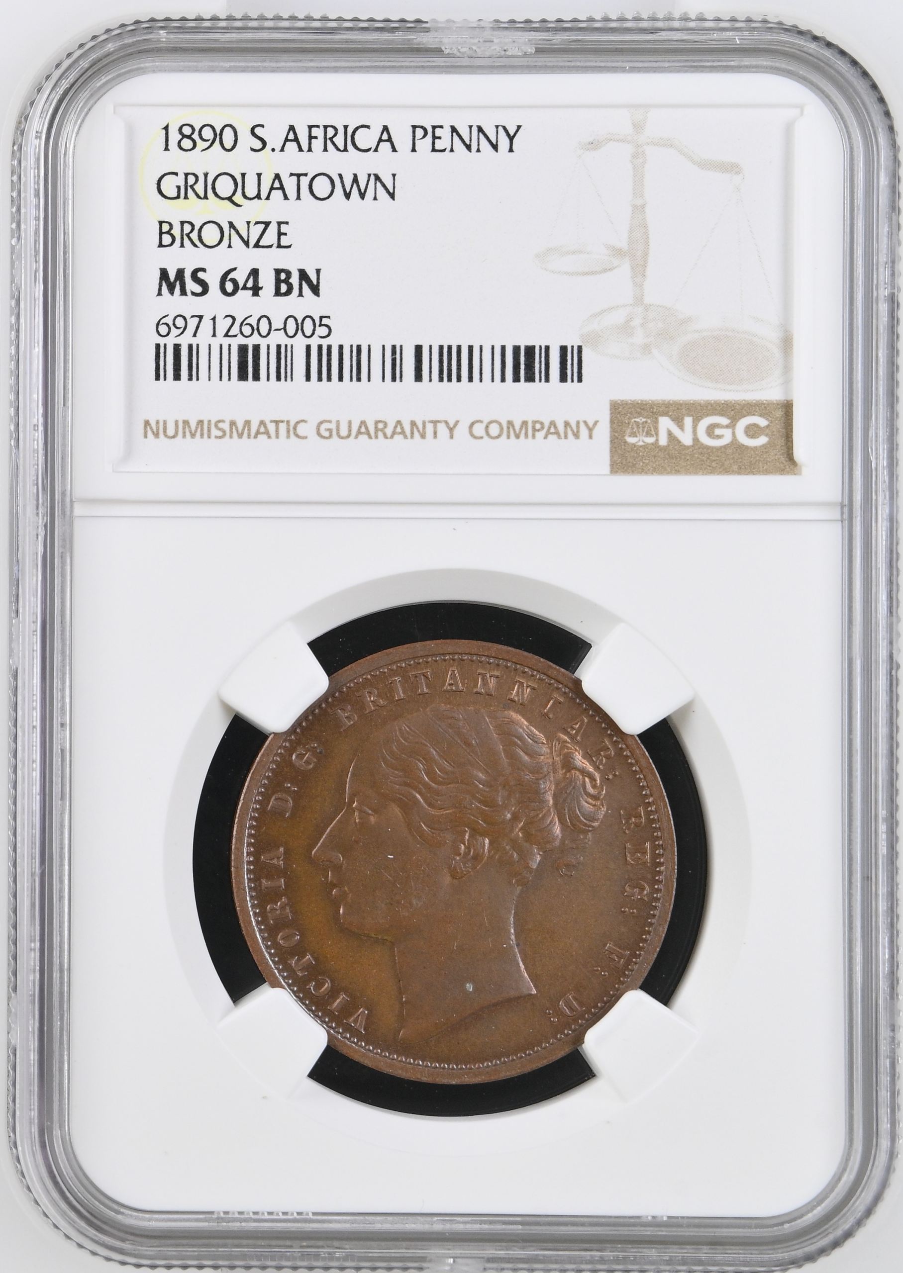 South Africa Penny 1890 Griquatown NGC MS64BN 0143404