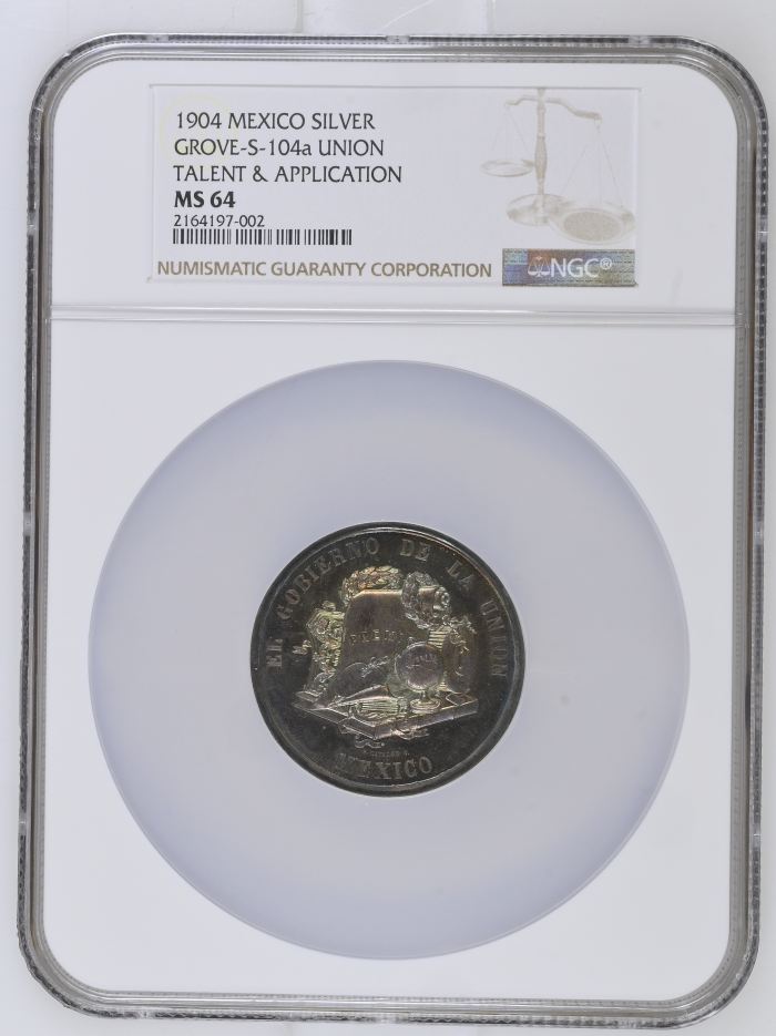 Medals & Tokens Talent & Application Silver Medal 1904 NGC MS64 Grove S-104a 0143566Medals & Tokens Talent & Application Silver Medal 1904 NGC MS64 Grove S-104a 0143566