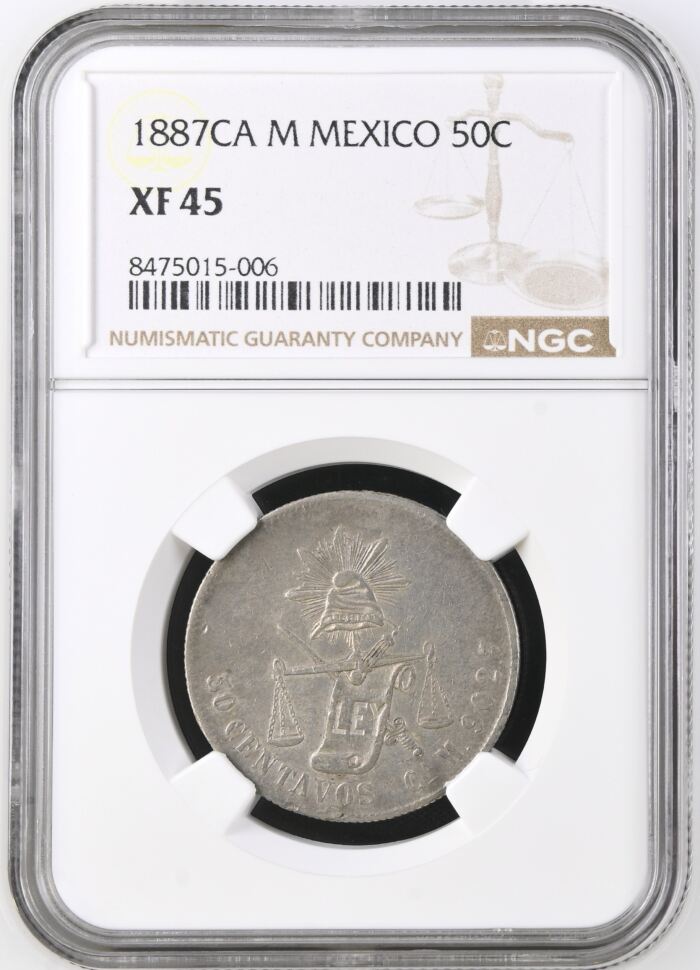 Republic Silver & Minors 50 Centavos 1887 Ca M NGC XF45 0143592Republic Silver & Minors 50 Centavos 1887 Ca M NGC XF45 0143592