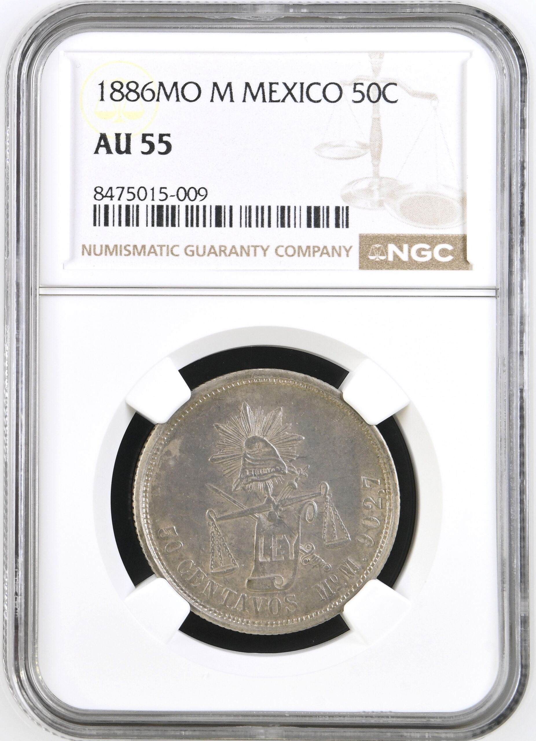 Republic Silver & Minors 50 Centavo 1886 Mo M NGC AU55 0143594
