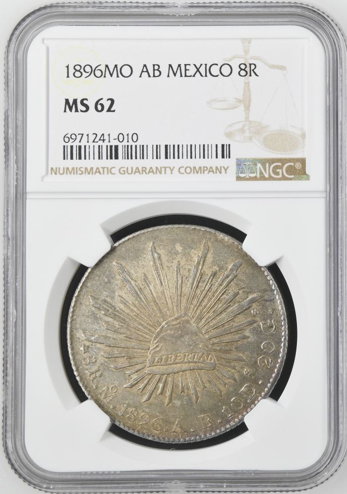 Mexico City 8 Reales 1896 Mo AB NGC MS62 0143661Mexico City 8 Reales 1896 Mo AB NGC MS62 0143661