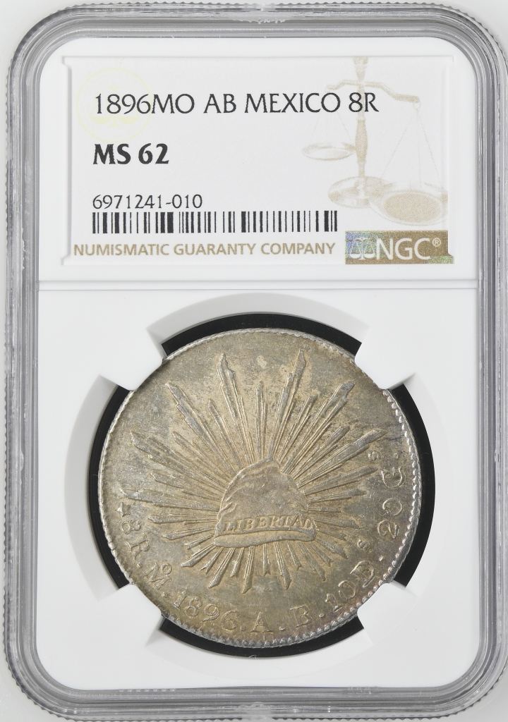 Mexico City 8 Reales 1896 Mo AB NGC MS62 0143661