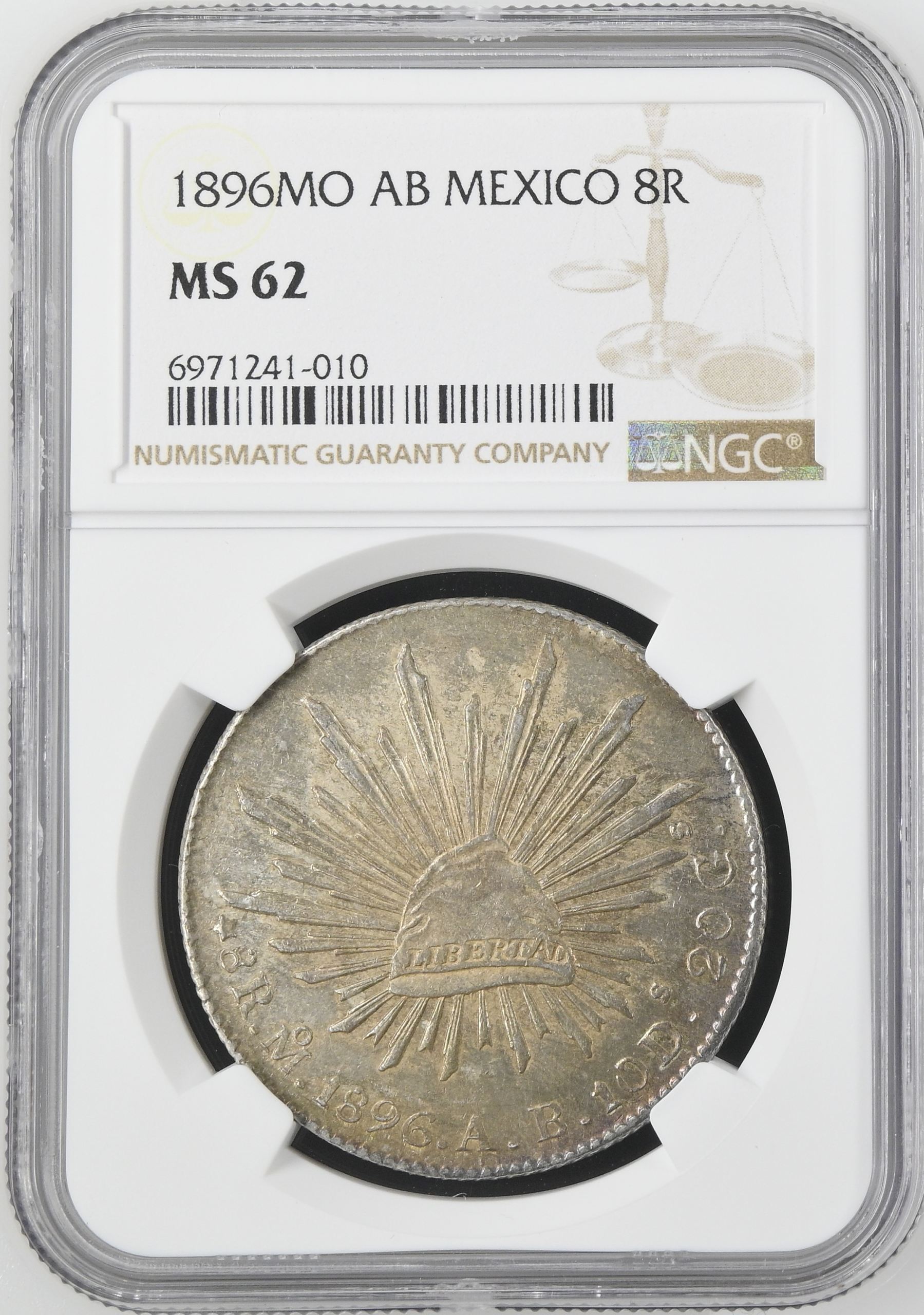 Mexico City 8 Reales 1896 Mo AB NGC MS62 0143661