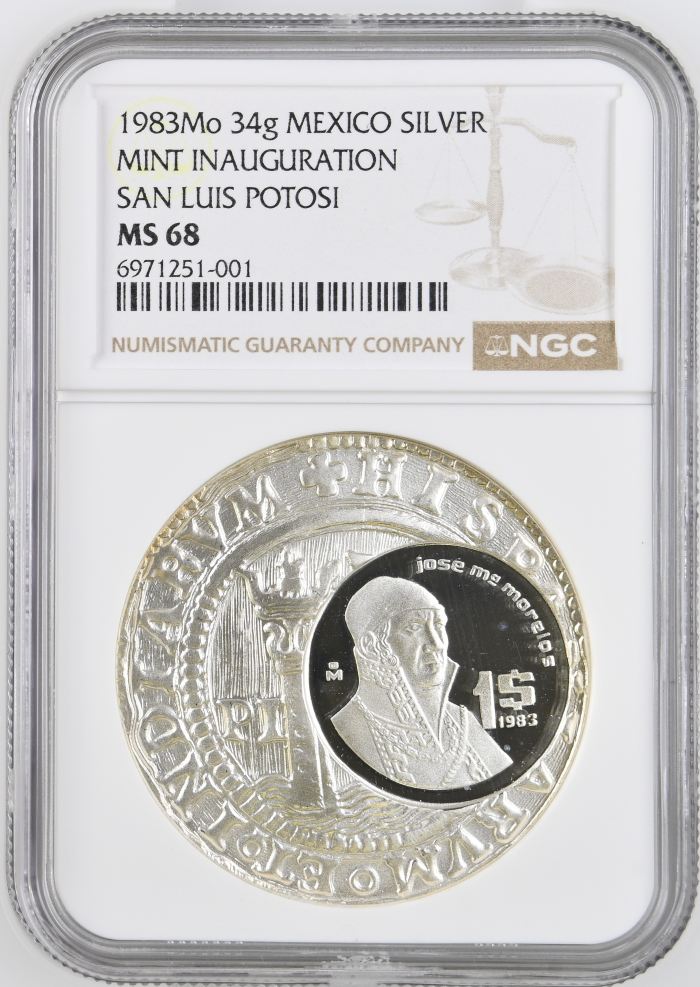 Medals & Tokens Mint Inauguration San Luis Potosi 34g Silver Medal 1983 Mo NGC MS68 0143666Medals & Tokens Mint Inauguration San Luis Potosi 34g Silver Medal 1983 Mo NGC MS68 0143666