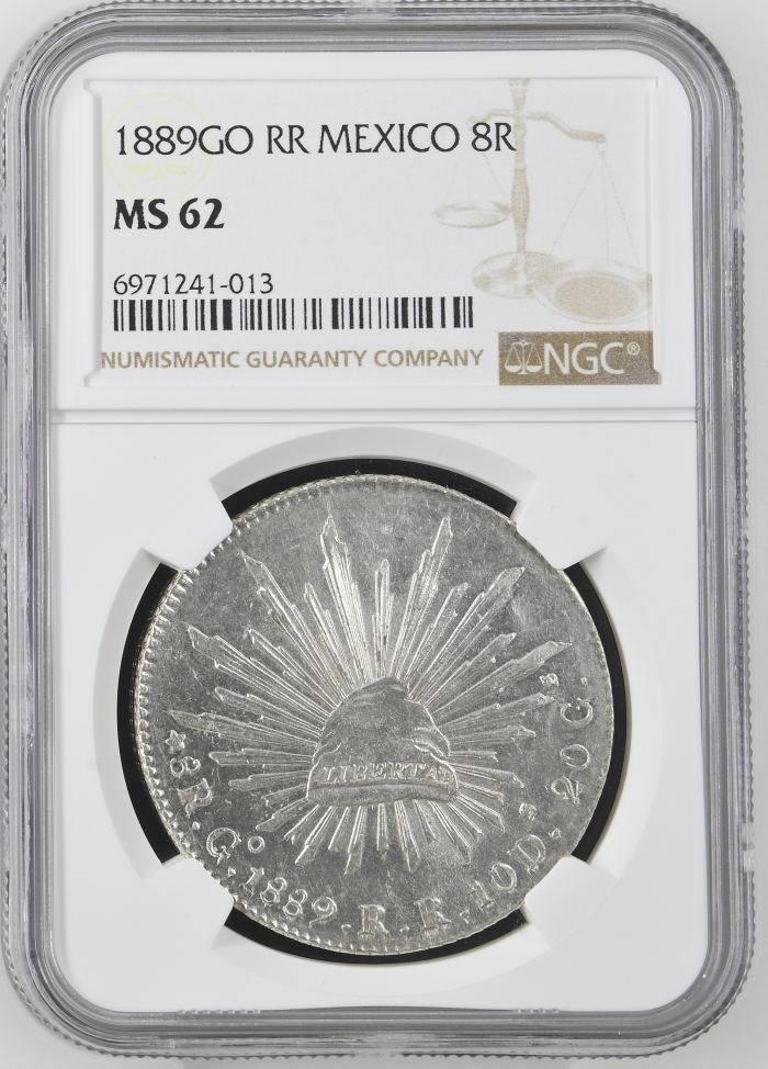 Guanajuato 8 Reales 1889 Go RR NGC MS62 0143683Guanajuato 8 Reales 1889 Go RR NGC MS62 0143683