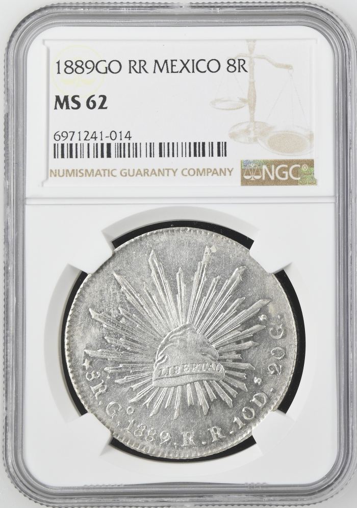 Guanajuato 8 Reales 1889 Go RR NGC MS62 0143685Guanajuato 8 Reales 1889 Go RR NGC MS62 0143685