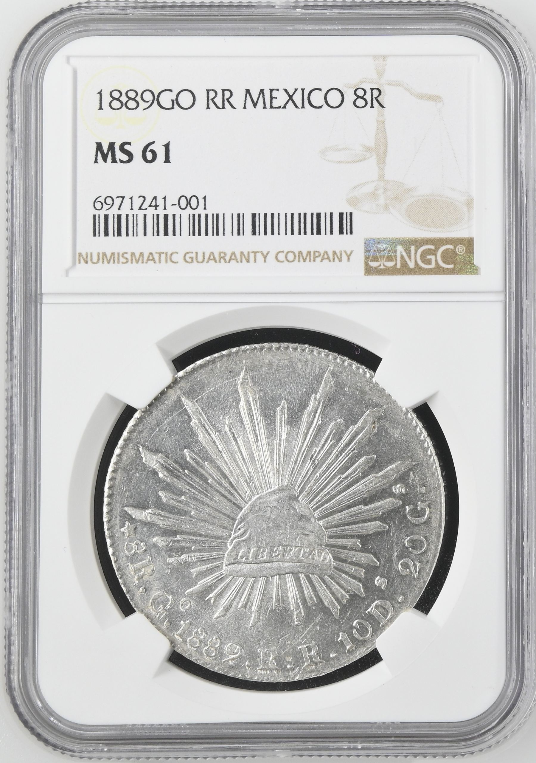 Guanajuato 8 Reales 1889 Go RR NGC MS61 0143688