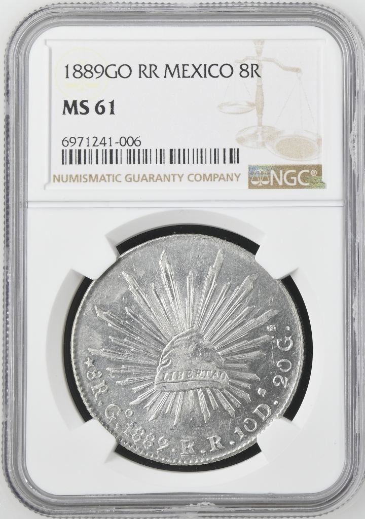 Guanajuato 8 Reales 1889 Go RR NGC MS61 0143689