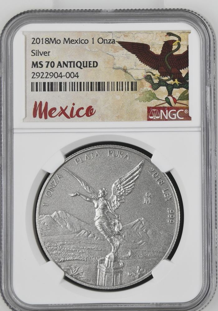 Modern Silver & Minors Onza 2018 Mo NGC MS70 Antiqued 0143850Modern Silver & Minors Onza 2018 Mo NGC MS70 Antiqued 0143850