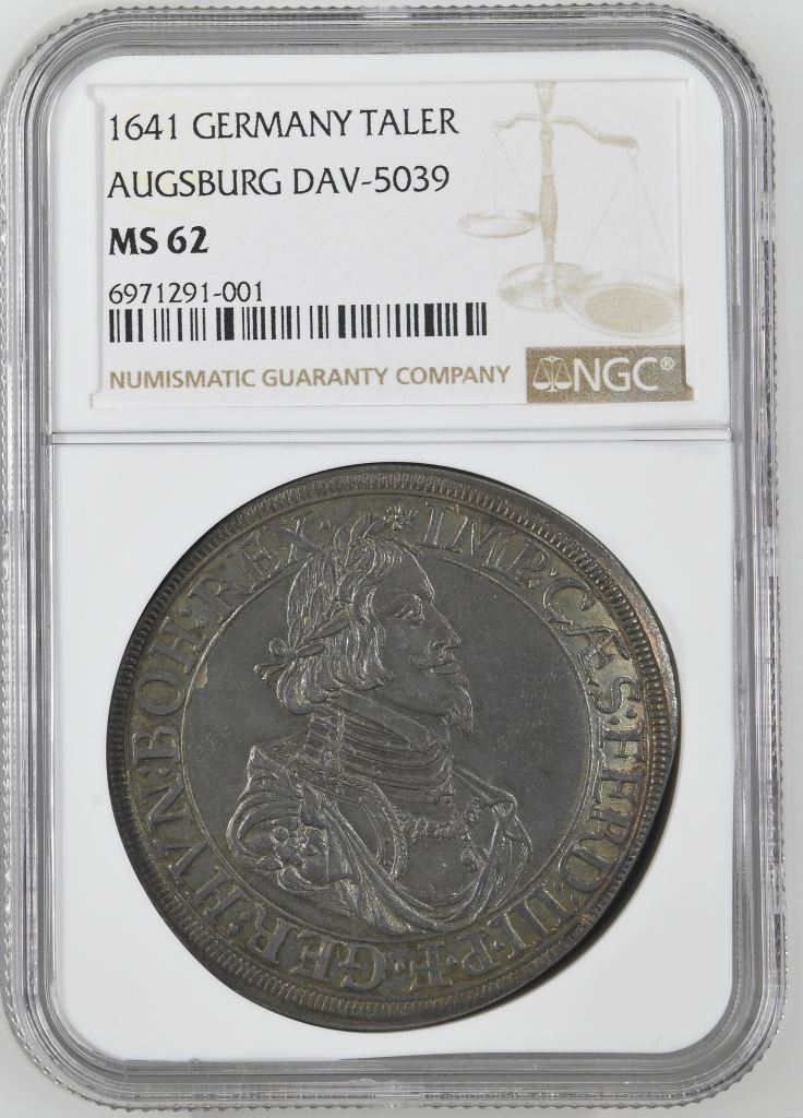 Germany Taler 1641 Augsburg NGC MS62 DAV-5039 0143856