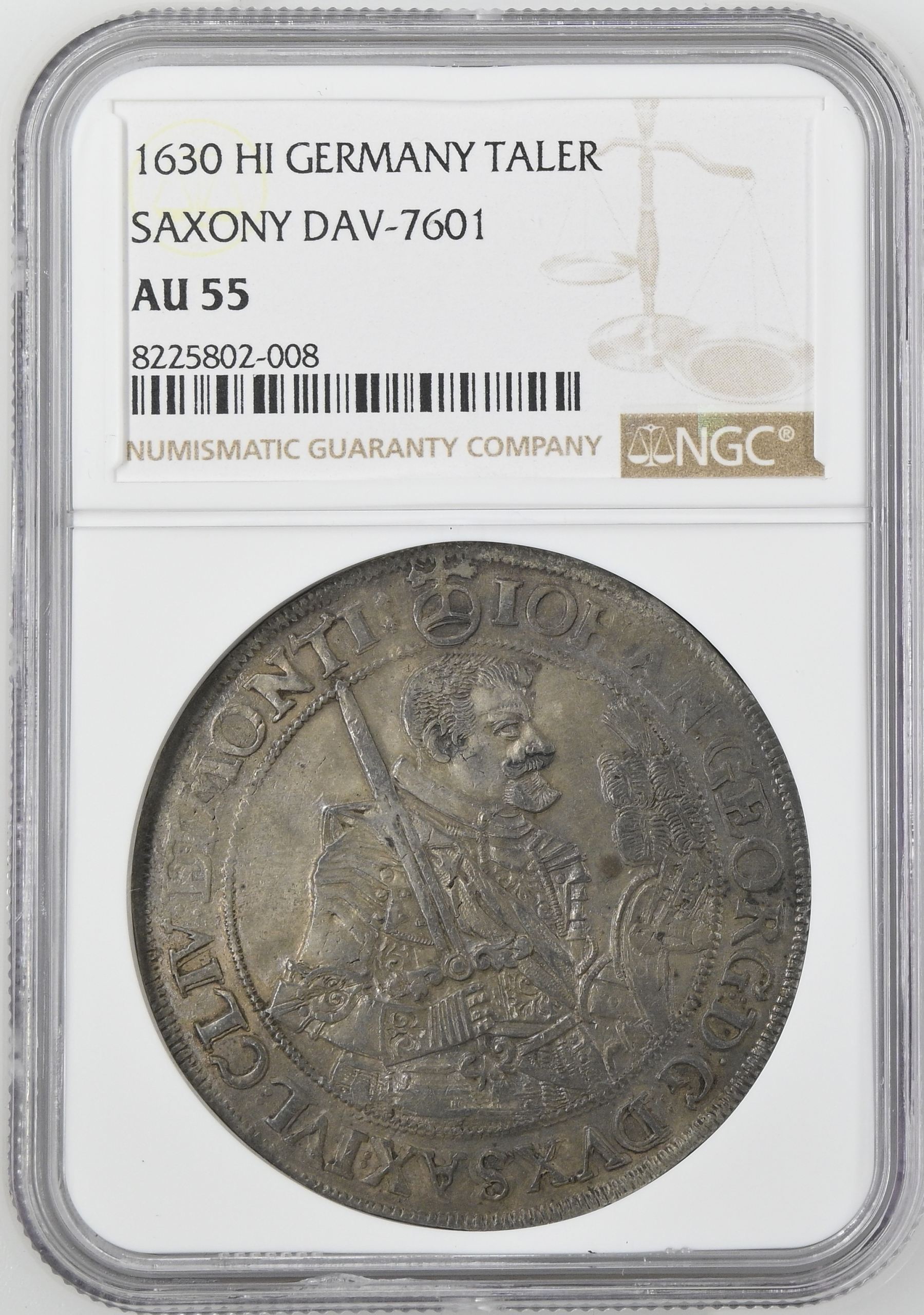 Germany Taler 1630 Saxony HI NGC AU55 DAV-7601 0143857