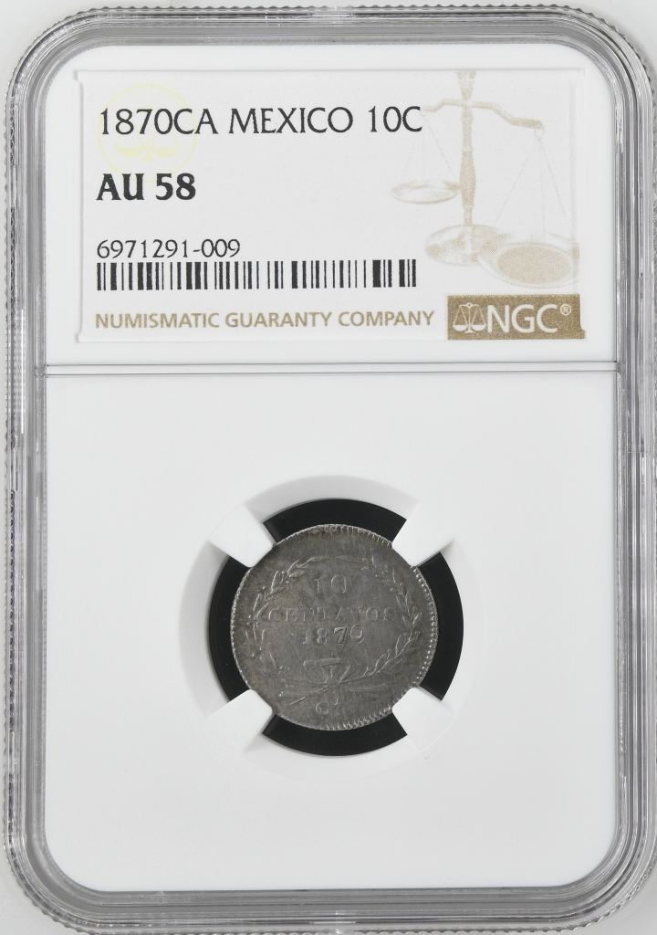 Republic Silver & Minors 10 Centavos 1870 Ca NGC AU58 0143863