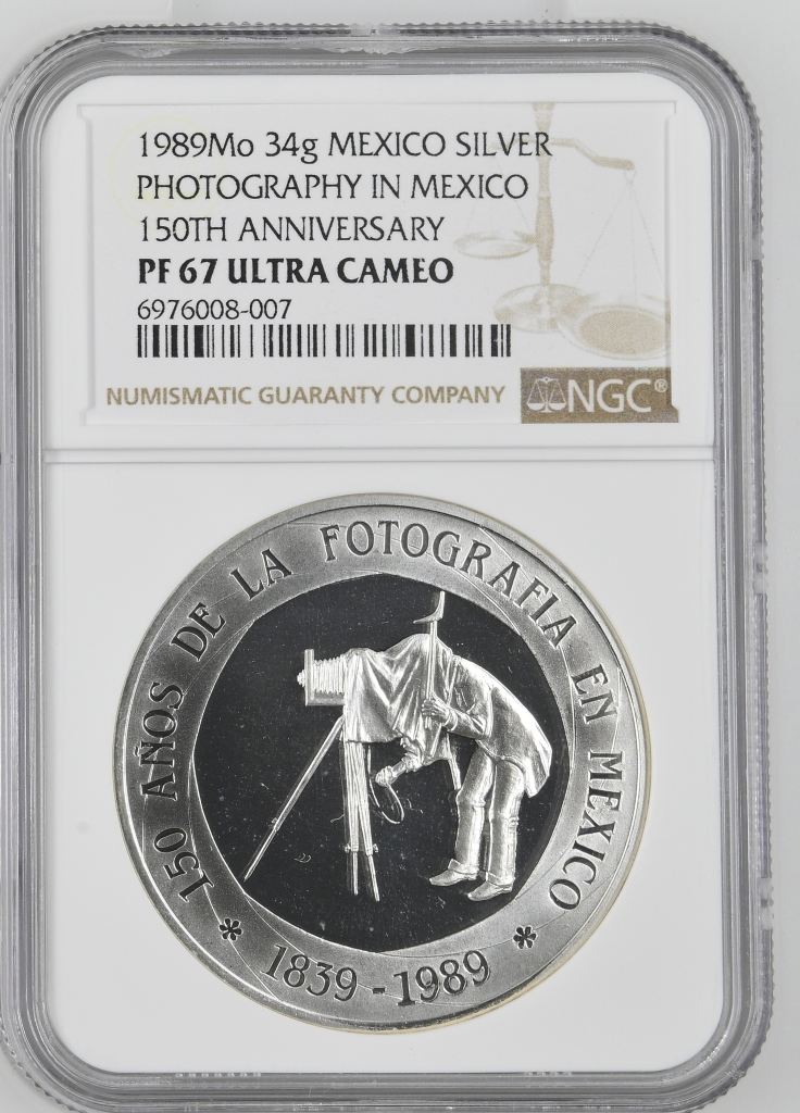 Medals & Tokens 150th Anniversary Photography in Mexico Silver Medal 1989 Mo NGC PF67 Ultra Cameo 0143900