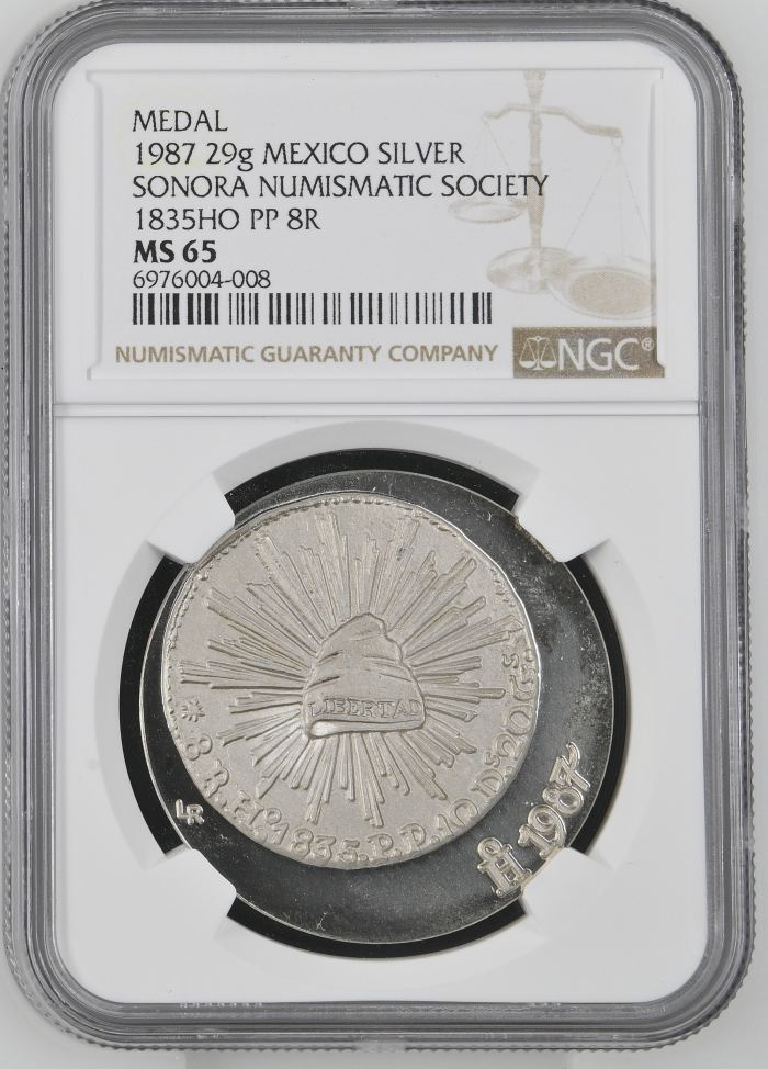 Medals & Tokens Sonora Numismatic Society Silver Medal 1987 NGC MS65 0143935