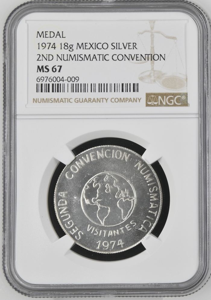 Medals & Tokens 2nd Numismatic Convention Silver Medal 1974 NGC MS67 0143936