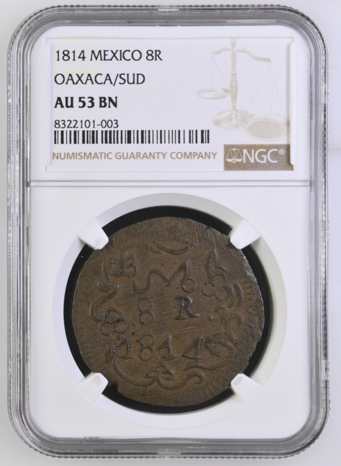 War For Independence 8 Reales 1814 Oaxaca/SUD NGC AU53BN 0144012War For Independence 8 Reales 1814 Oaxaca/SUD NGC AU53BN 0144012