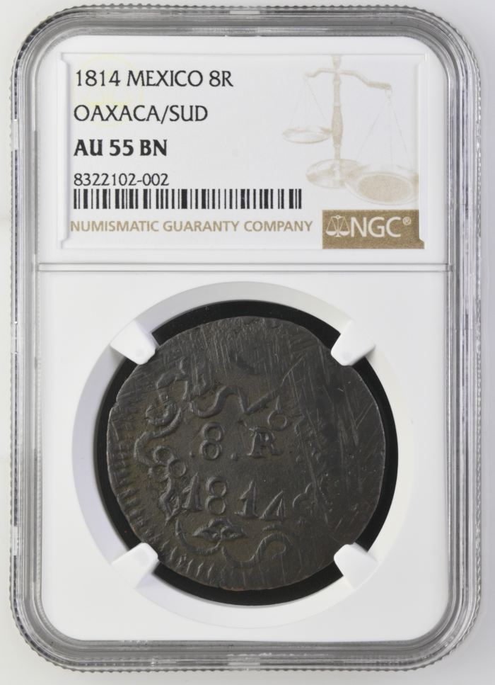 War For Independence 8 Reales 1814 Oaxaca/SUD NGC AU55BN 0144017War For Independence 8 Reales 1814 Oaxaca/SUD NGC AU55BN 0144017