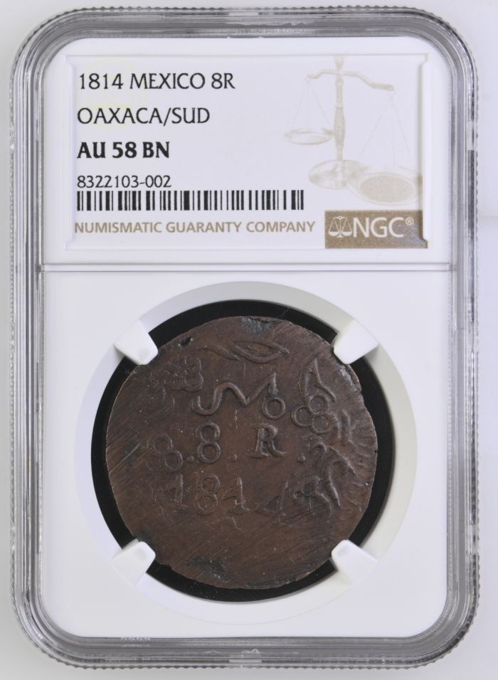 War For Independence 8 Reales 1814 Oaxaca/SUD NGC AU58BN 0144020War For Independence 8 Reales 1814 Oaxaca/SUD NGC AU58BN 0144020