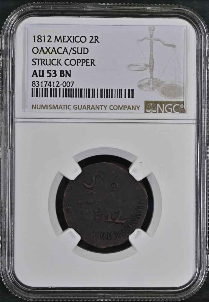 War For Independence 2 Reales 1812 Oaxaca/SUD NGC AU53BN 0144025