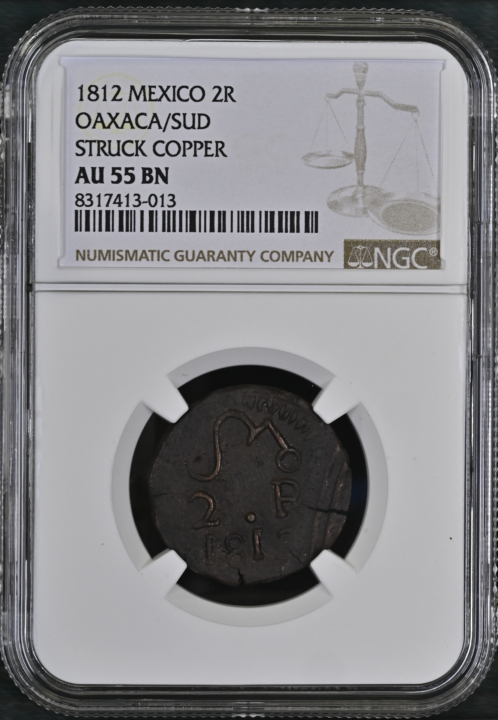 War For Independence 2 Reales 1812 Oaxaca/SUD NGC AU55BN 0144032