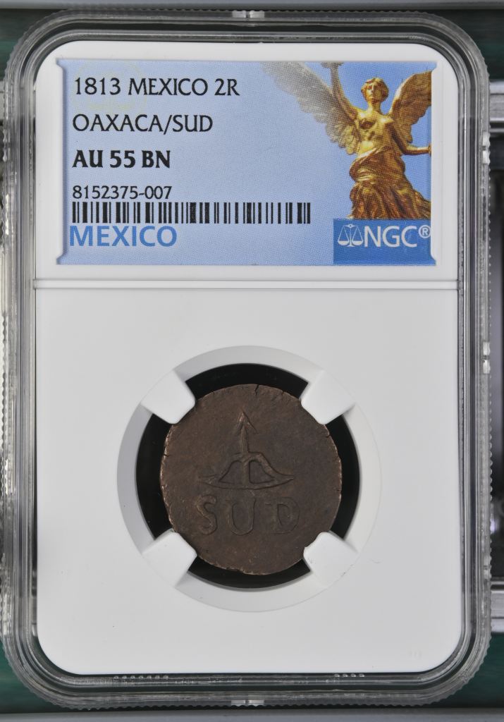 War For Independence 2 Reales 1813 Oaxaca/SUD NGC AU55BN 0144069