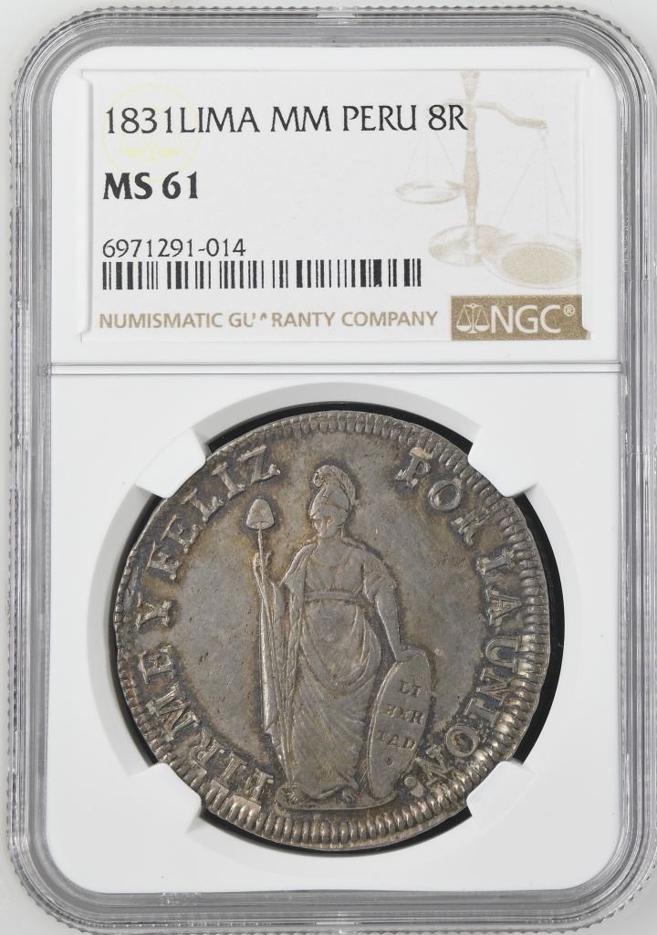 Peru 8 Reales 1831 Lima MM NGC MS61 0144200