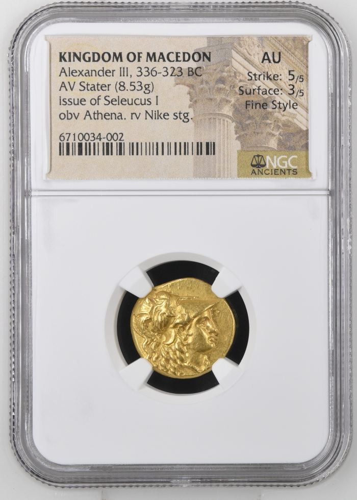 Macedonian Kings Alexander III(The Great) 336-323 BC AV Stater NGC AU 0144207Macedonian Kings Alexander III(The Great) 336-323 BC AV Stater NGC AU 0144207