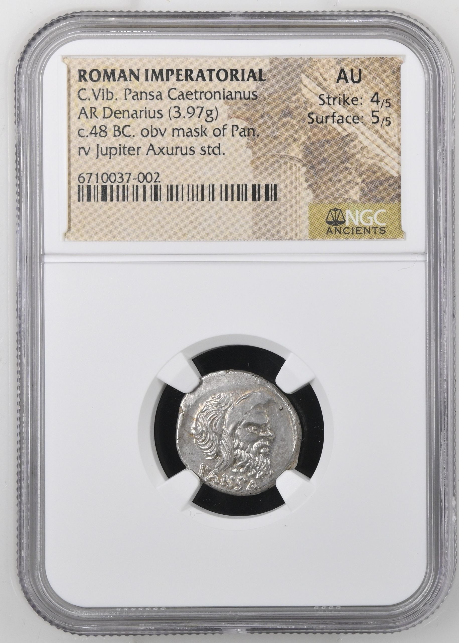 Roman Imperatorial C.Vib.Pansa Caetronianus AR Denarius NGC AU 0144244