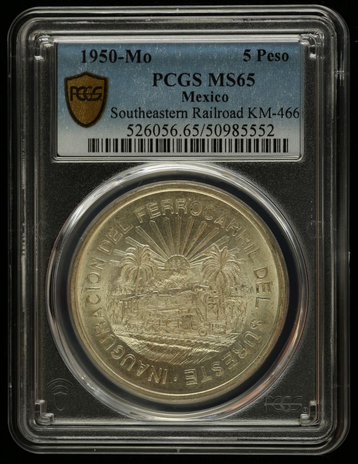 Modern Silver & Minors 5 Peso 1950 Mo KM-466 PCGS MS65 0144273Modern Silver & Minors 5 Peso 1950 Mo KM-466 PCGS MS65 0144273