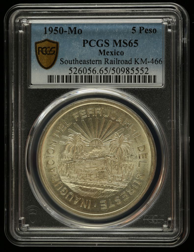 Modern Silver & Minors 5 Peso 1950 Mo KM-466 PCGS MS65 0144273