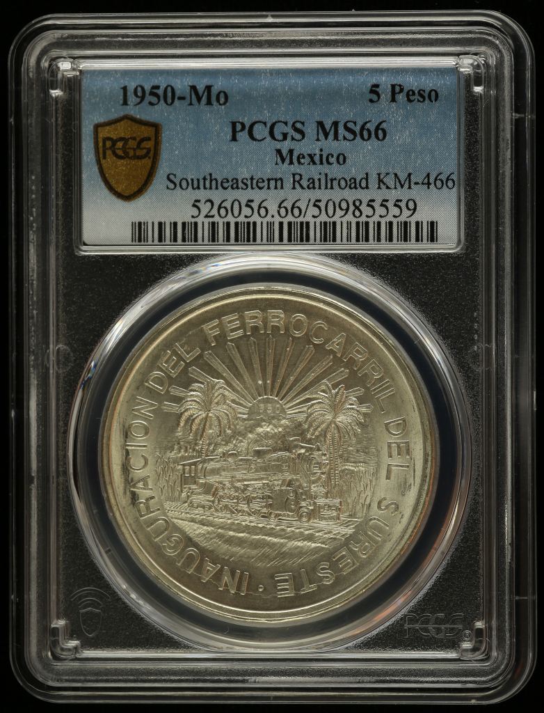 Modern Silver & Minors 5 Peso 1950 Mo KM-466 PCGS MS66 0144280