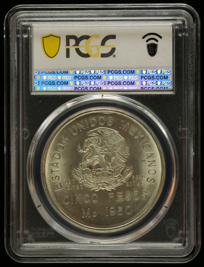 Modern Silver & Minors 5 Peso 1950 Mo KM-466 PCGS MS66 0144280Modern Silver & Minors 5 Peso 1950 Mo KM-466 PCGS MS66 0144280 - Image 2