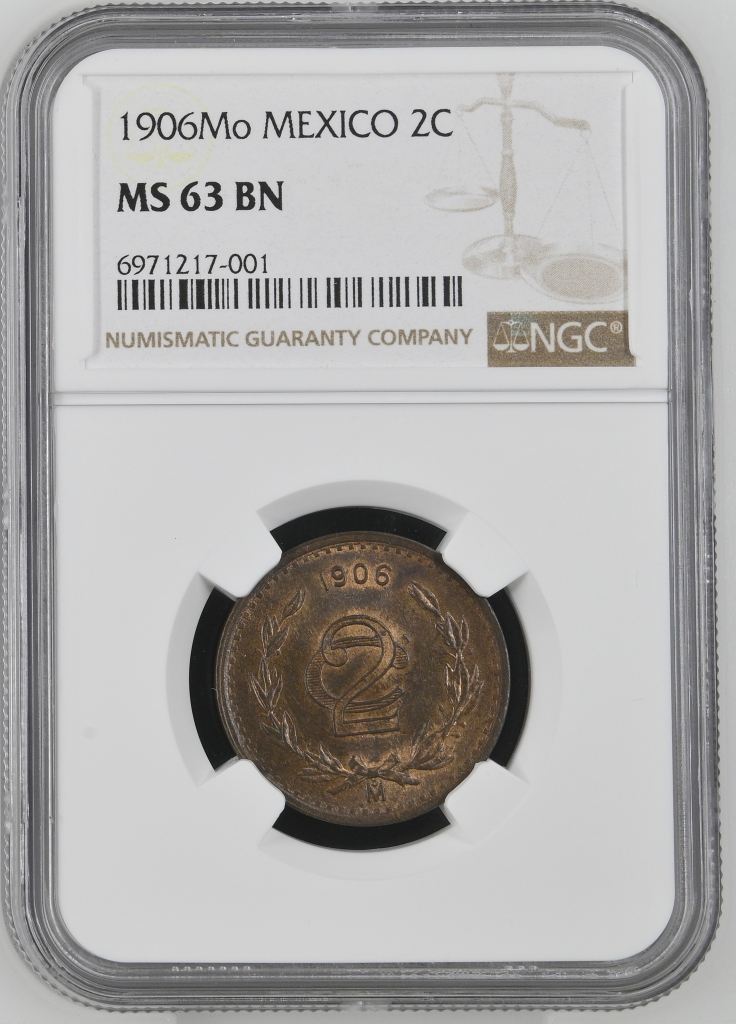 Modern Silver & Minors 2 Centavo 1906 Mo NGC MS63BN 0144347