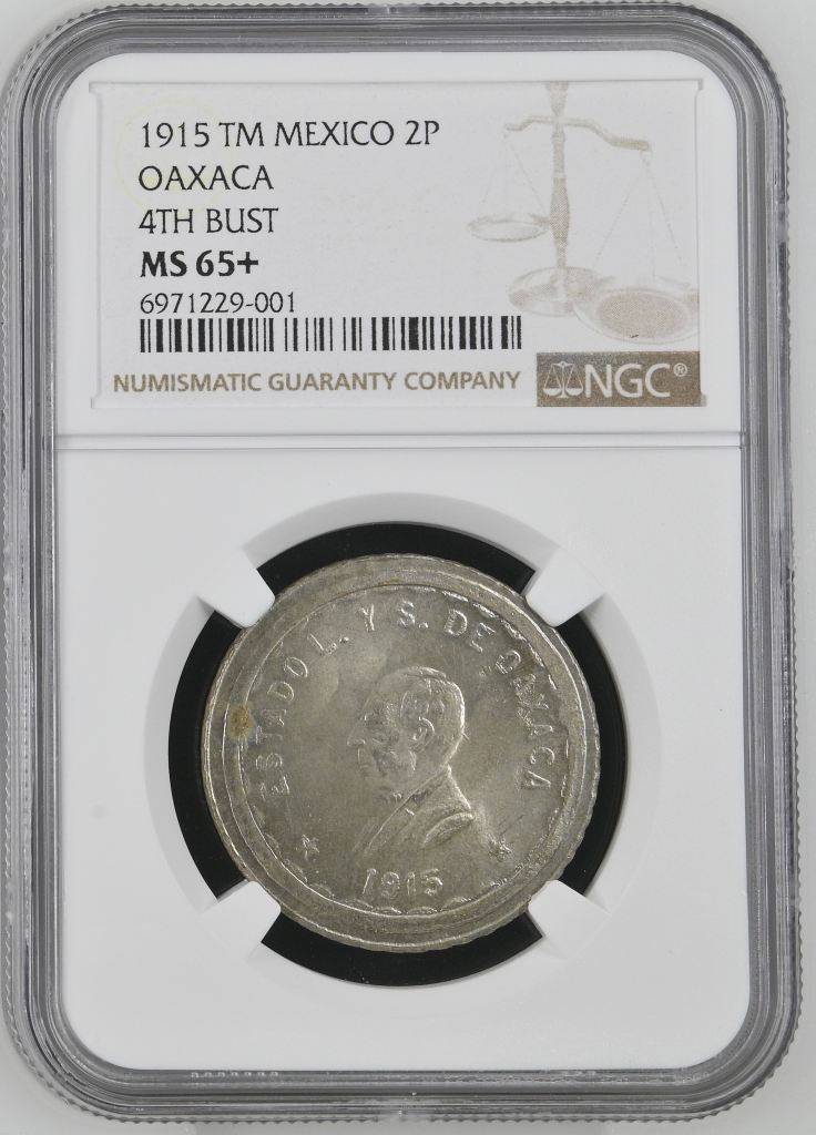 Oaxaca 2 Peso 1915 Oaxaca TM NGC MS65+ 0144375