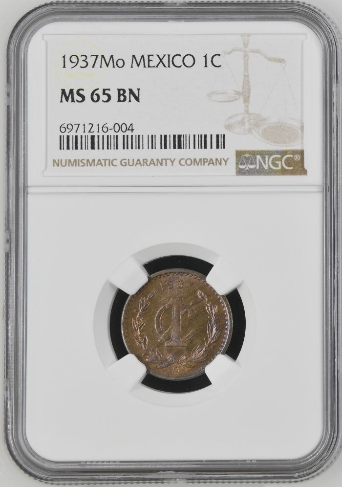 Modern Silver & Minors Centavo 1937 Mo NGC MS65BN 0144383