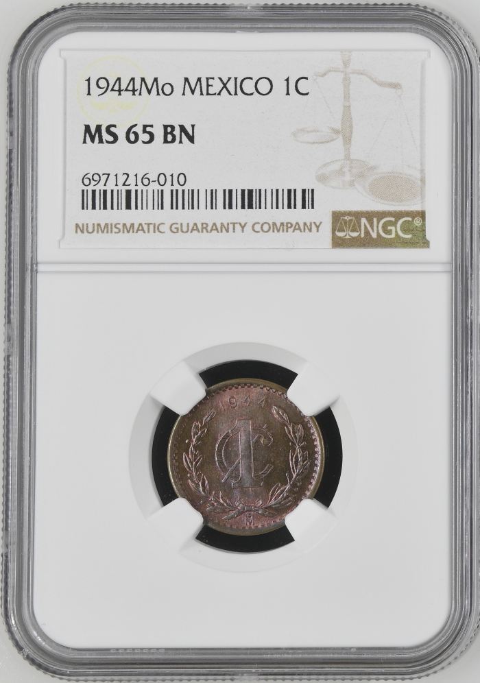 Modern Silver & Minors Centavo 1944 Mo NGC MS65BN 0144385